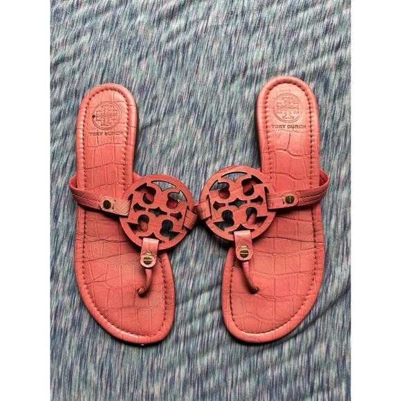 Tory Burch Miller Sandals size 9 Leather Coral - Picture 1 of 5